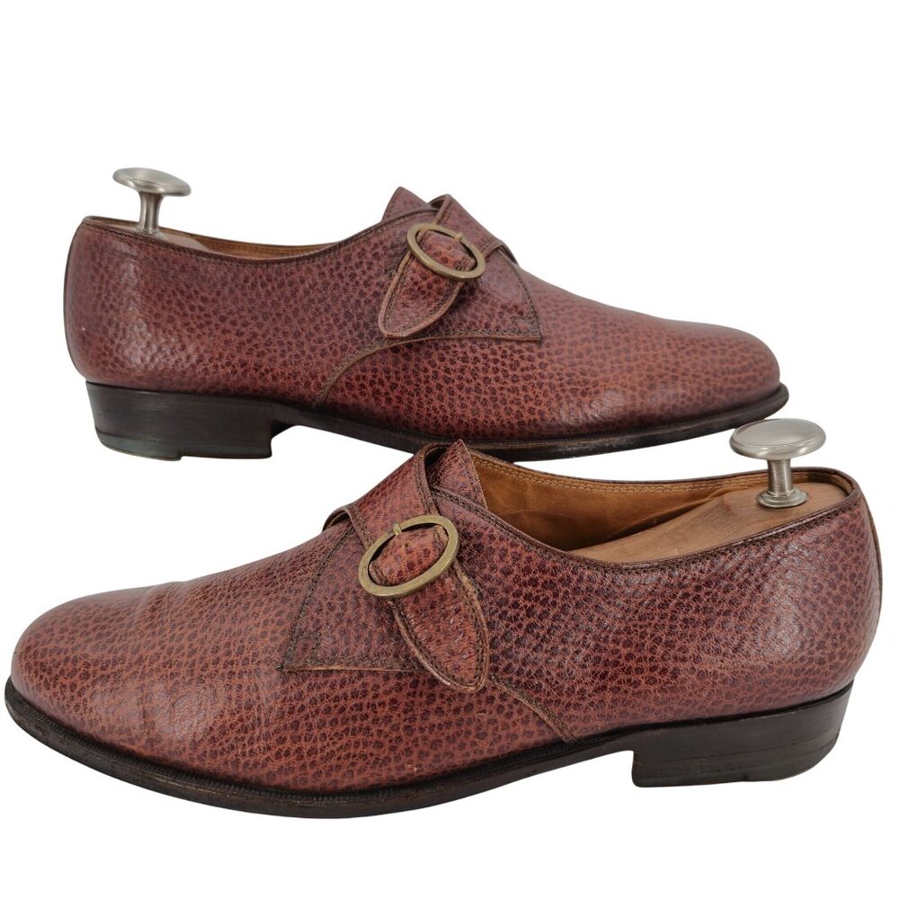 Principe Di Bologna Italy Vintage Mens 12 Brown Pebble Grain Monk Dress Shoes 45 - Picture 6 of 10